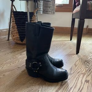 Black Leather Moto Style Boots